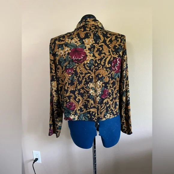 *VINTAGE* 90s cropped bomber jacket in gorgeous grannycore print - Picture 3 of 9